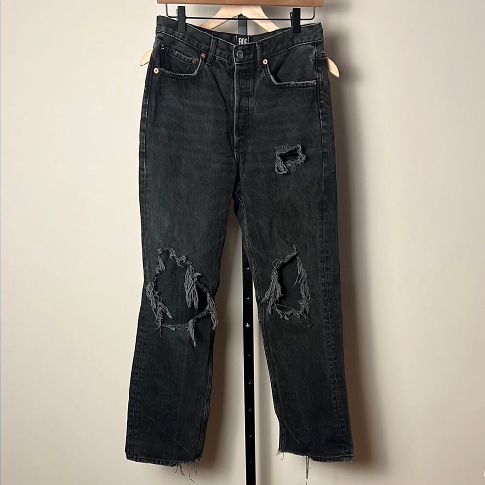 BDG relaxed Straight Distressed Black Jeans Size 28